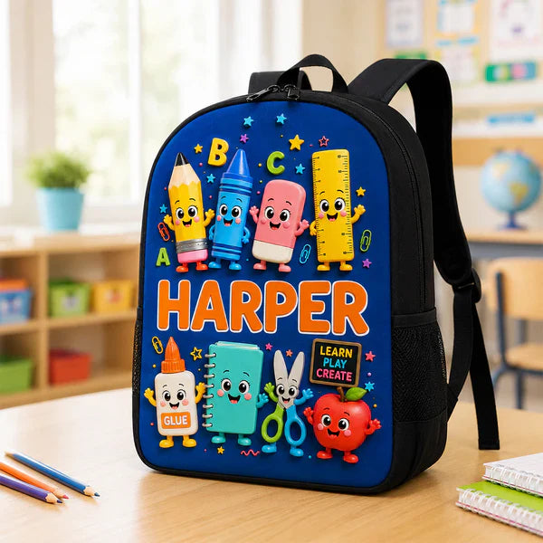 Custom Printed Cute School Supplies Backpack for Students with Personalized Name 3 Custom Printed Cute School Supplies Backpack for Students with Personalized Name - Image 3