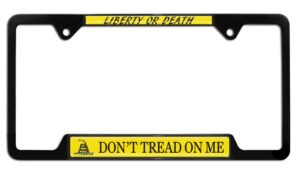 Don't Tread on Me Black Open 2026 License Plate Frame
