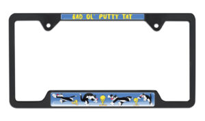 Tweety Bird And Sylvester Open Corner Black 2026 License Plate Frame