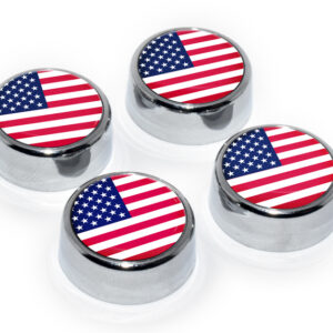USA Flag 2026 License Plate Frame Screw Caps
