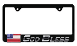 God Bless America Flag Black 2026 License Plate Frame