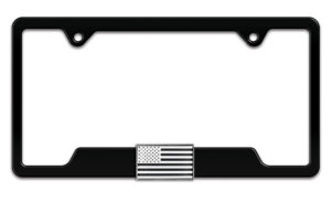 Modern American Inverted Flag Black Open Corners 2026 License Plate Frame