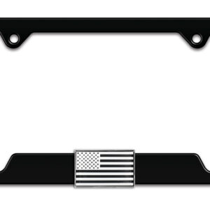 Modern American Inverted Flag Black Open Corners 2026 License Plate Frame