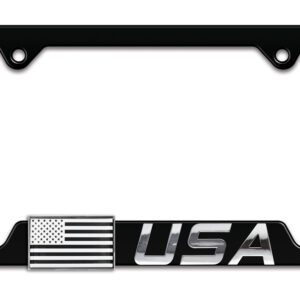 Modern USA Inverted Flag Black Open Corners 2026 License Plate Frame