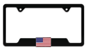 Modern American Flag Black Open Corners 2026 License Plate Frame