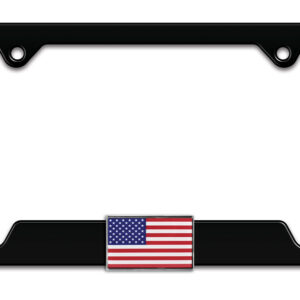 Modern American Flag Black Open Corners 2026 License Plate Frame
