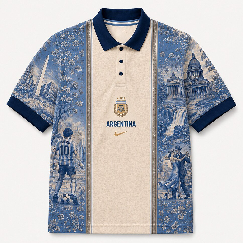 Unisex Argentina Maradona Vintage Tribute Polo Shirt for Soccer Fans 1 Unisex Argentina Maradona Vintage Tribute Polo Shirt for Soccer Fans