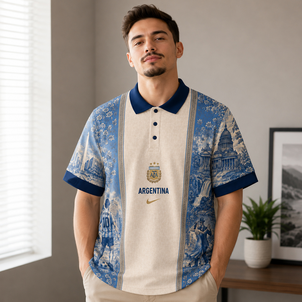 Unisex Argentina Maradona Vintage Tribute Polo Shirt for Soccer Fans 3 Unisex Argentina Maradona Vintage Tribute Polo Shirt for Soccer Fans - Image 3