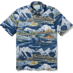 Unique Unisex Grand Teton National Park Navy Hawaiian Shirt for Nature and Outdoor Adventure Fans