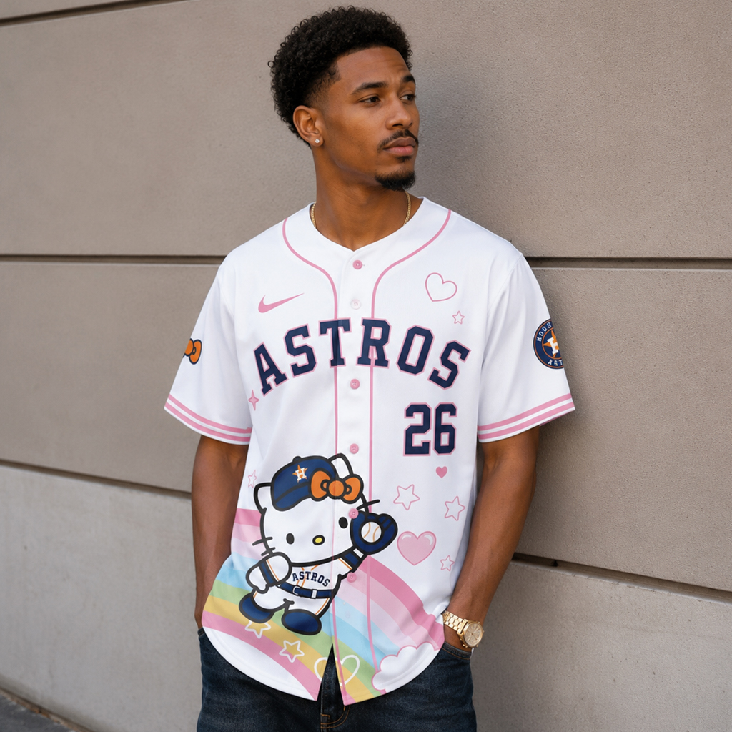 Unisex Houston Astros x Hello Kitty Night 2026 Baseball Jersey for Baseball Fans 4 Unisex Houston Astros x Hello Kitty Night 2026 Baseball Jersey for Baseball Fans - Image 4