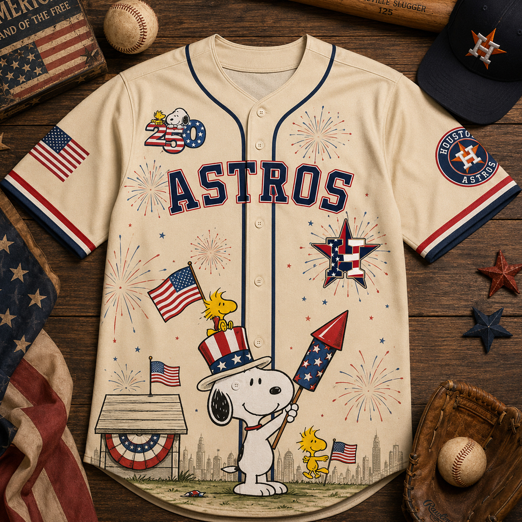 Unisex Houston Astros x Peanuts USA 250th Anniversary 2026 Baseball Jersey for Baseball Fans 2 Unisex Houston Astros x Peanuts USA 250th Anniversary 2026 Baseball Jersey for Baseball Fans - Image 2