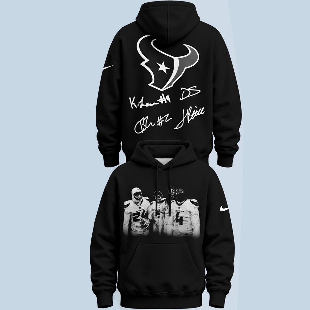 Unisex Houston Texans Jalen Pitre Calen Bullock Kamari Lassiter Derek Stingley Jr Signature 2026 Graphic Shirt for Football Fans 4 Unisex Houston Texans Jalen Pitre Calen Bullock Kamari Lassiter Derek Stingley Jr Signature 2026 Graphic Shirt for Football Fans - Image 4