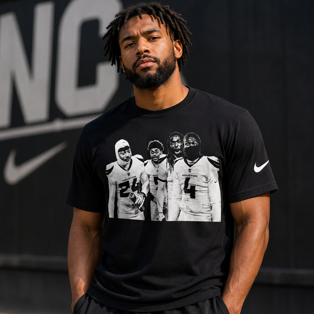 Unisex Houston Texans Jalen Pitre Calen Bullock Kamari Lassiter Derek Stingley Jr Signature 2026 Graphic Shirt for Football Fans 5 Unisex Houston Texans Jalen Pitre Calen Bullock Kamari Lassiter Derek Stingley Jr Signature 2026 Graphic Shirt for Football Fans - Image 5