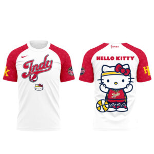 Unisex Indiana Fever x Hello Kitty Night 2026 White Red Graphic Shirt for Basketball Fans