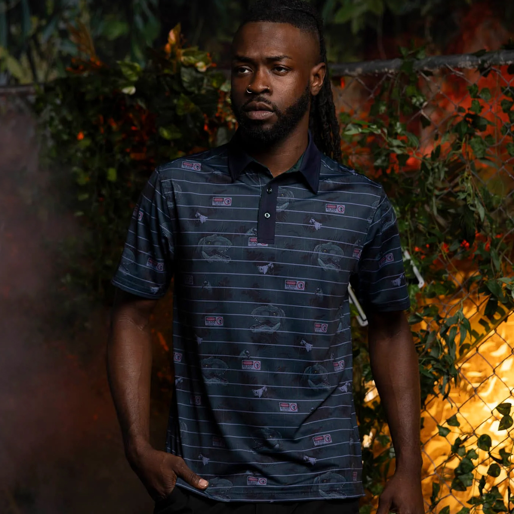 Unique Unisex Jurassic Park Power's Out Graphic Polo Shirt for Dinosaur and Movie Fans 2 Unisex Jurassic Park Power's Out Graphic Polo Shirt for Dinosaur and Movie Fans