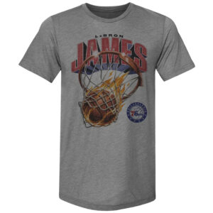 Unisex LeBron James Philadelphia 76ers On Fire Graphic Shirt for Basketball Fans