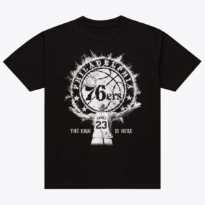 Unisex LeBron James Philadelphia 76ers The King Is Here Graphic Shirt for Basketball Fans