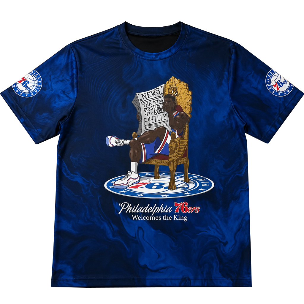 Unisex LeBron James x Philadelphia 76ers Graphic Shirt for Basketball Fans 1 Unisex LeBron James x Philadelphia 76ers Graphic Shirt for Basketball Fans
