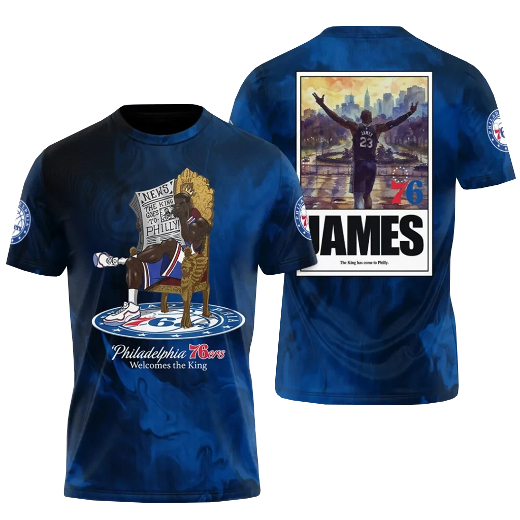 Unisex LeBron James x Philadelphia 76ers Graphic Shirt for Basketball Fans 2 Unisex LeBron James x Philadelphia 76ers Graphic Shirt for Basketball Fans - Image 2