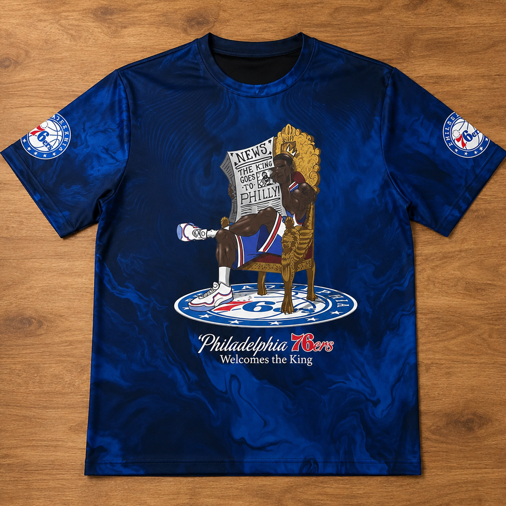 Unisex LeBron James x Philadelphia 76ers Graphic Shirt for Basketball Fans 3 Unisex LeBron James x Philadelphia 76ers Graphic Shirt for Basketball Fans - Image 3