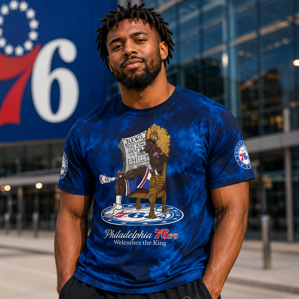 Unisex LeBron James x Philadelphia 76ers Graphic Shirt for Basketball Fans 4 Unisex LeBron James x Philadelphia 76ers Graphic Shirt for Basketball Fans - Image 4