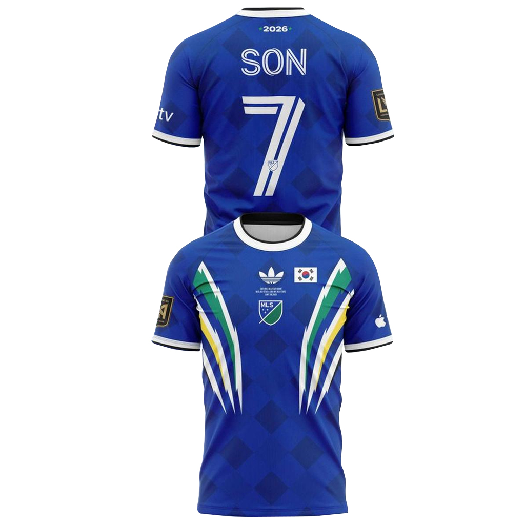 Unisex MLS All-Star Game 2026 MVP Son Heung-Min Number 7 Graphic Soccer Jersey for Soccer Fans 1 Unisex MLS All-Star Game 2026 MVP Son Heung-Min Number 7 Graphic Soccer Jersey for Soccer Fans