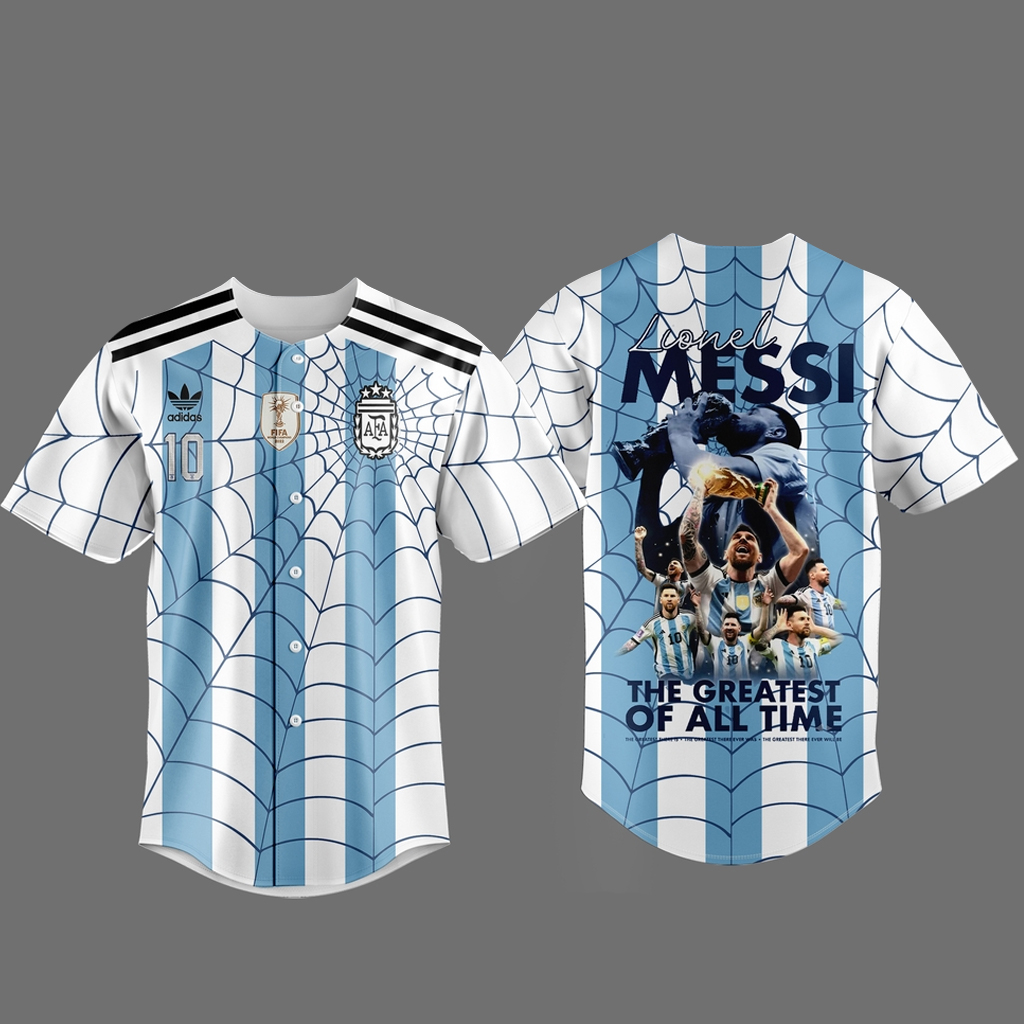 Unisex Messi x Spider Man Goat Web Hero Baseball Jersey for Soccer and Baseball Fans 1 Unisex Messi x Spider Man Goat Web Hero Baseball Jersey for Soccer and Baseball Fans