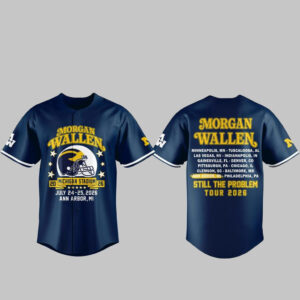 Unisex Michigan Wolverines x Morgan Wallen Still The Problem Tour 2026 Baseball Jersey for Country Music and Football Fans