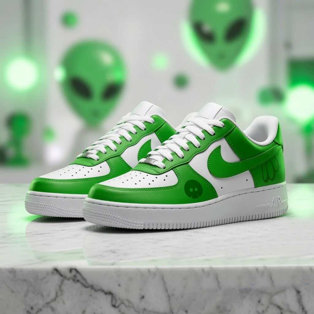 Unisex Minions Goomi Green Tentacle Skull Graphic Air Force 1 Shoes Sneakers for Animation Fans 2 Unisex Minions Goomi Green Tentacle Skull Graphic Air Force 1 Shoes Sneakers for Animation Fans - Image 2