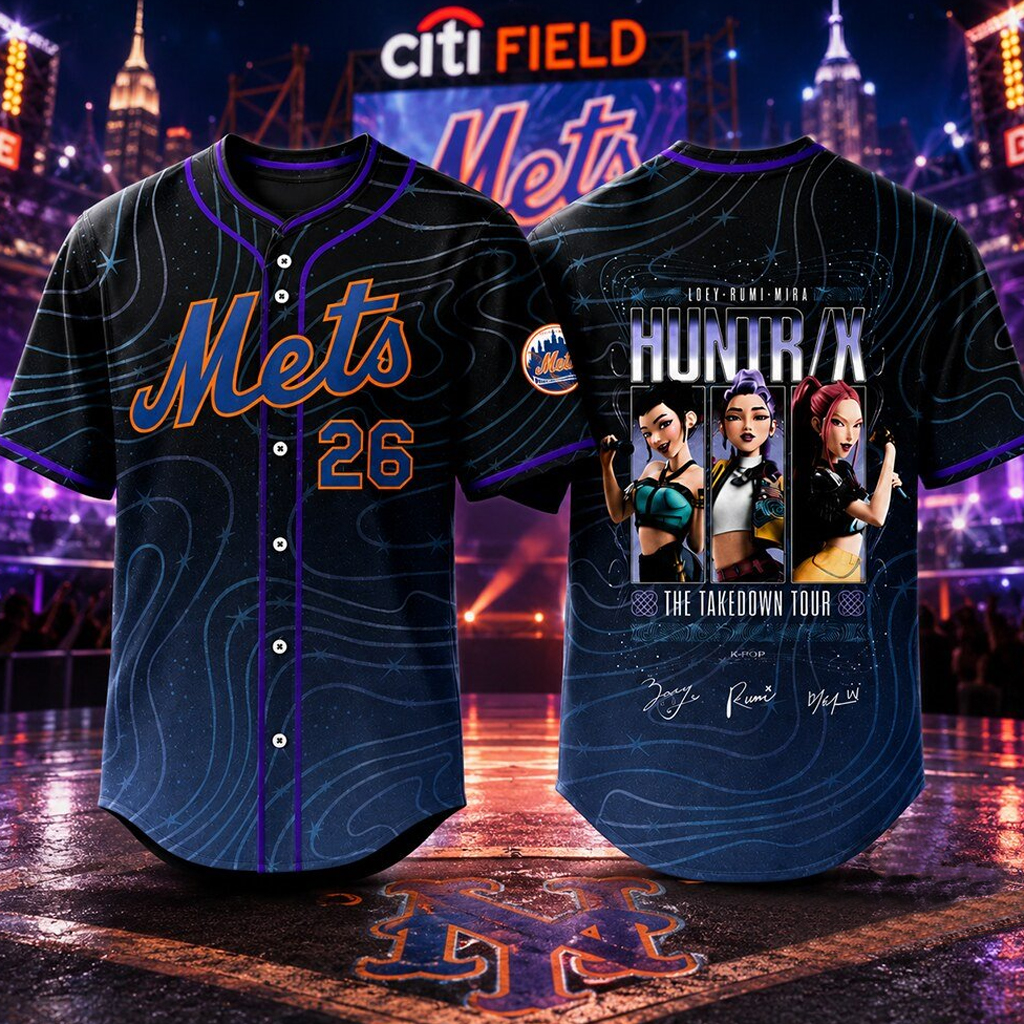 Unisex New York Mets x KPop Demon Hunters 2026 Baseball Jersey for Baseball and Animation Fans 2 Unisex New York Mets x KPop Demon Hunters 2026 Baseball Jersey for Baseball and Animation Fans - Image 2