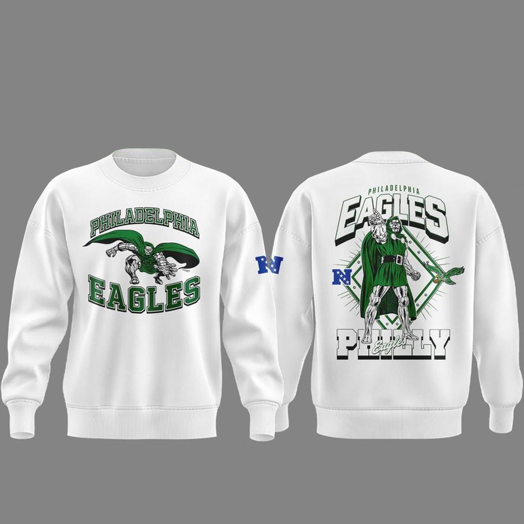 Unisex Philadelphia Eagles x Fan Draft 2026 Doctor Doom Graphic Sweatshirt for Football and Marvel Fans 1 Unisex Philadelphia Eagles x Fan Draft 2026 Doctor Doom Graphic Sweatshirt for Football and Marvel Fans