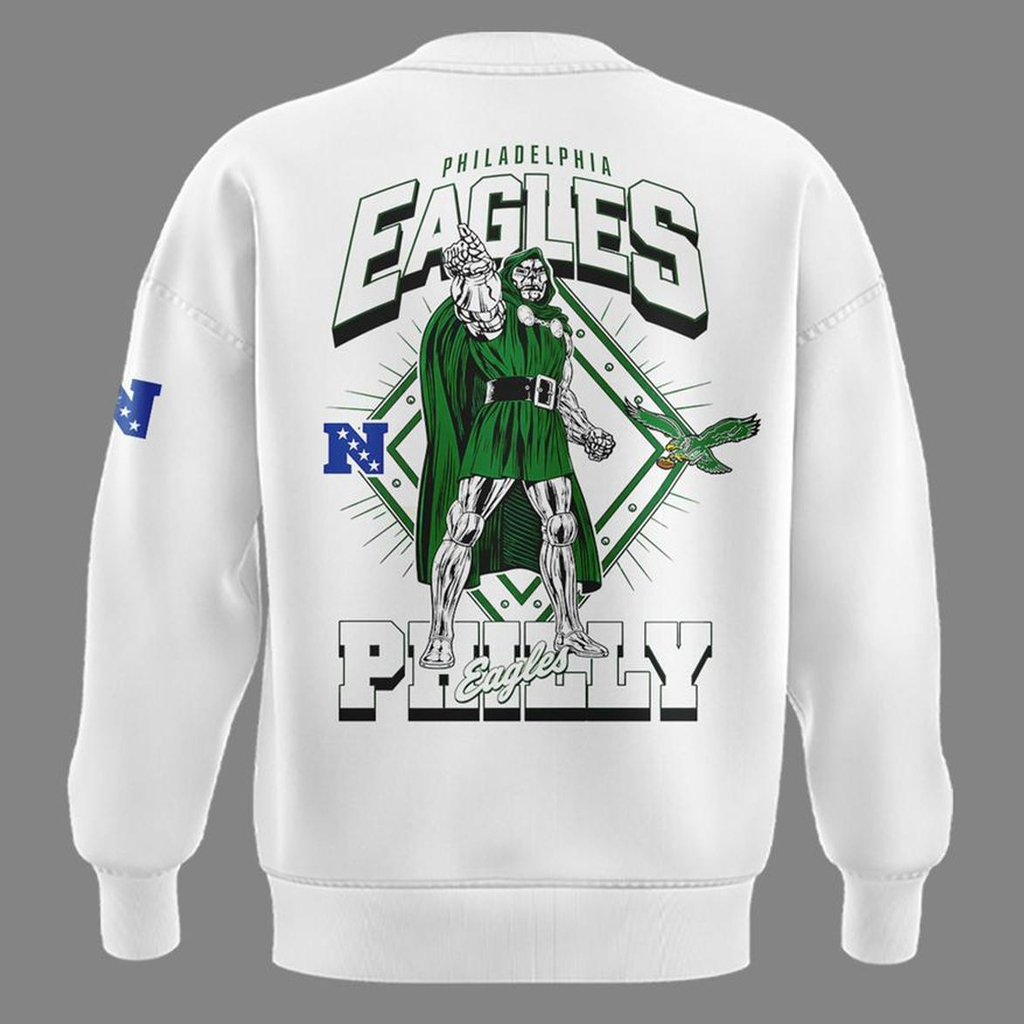 Unisex Philadelphia Eagles x Fan Draft 2026 Doctor Doom Graphic Sweatshirt for Football and Marvel Fans 3 Unisex Philadelphia Eagles x Fan Draft 2026 Doctor Doom Graphic Sweatshirt for Football and Marvel Fans - Image 3