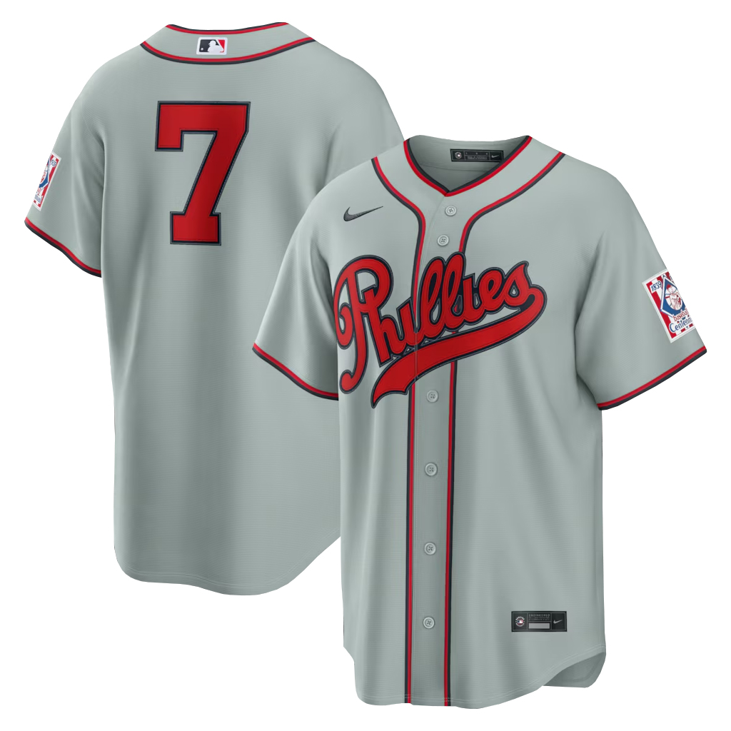 Unisex Philadelphia Phillies Trea Turner Gray 2026 Field of Dreams Stadium Baseball Jersey for Baseball Fans 1 Unisex Philadelphia Phillies Trea Turner Gray 2026 Field of Dreams Stadium Baseball Jersey for Baseball Fans