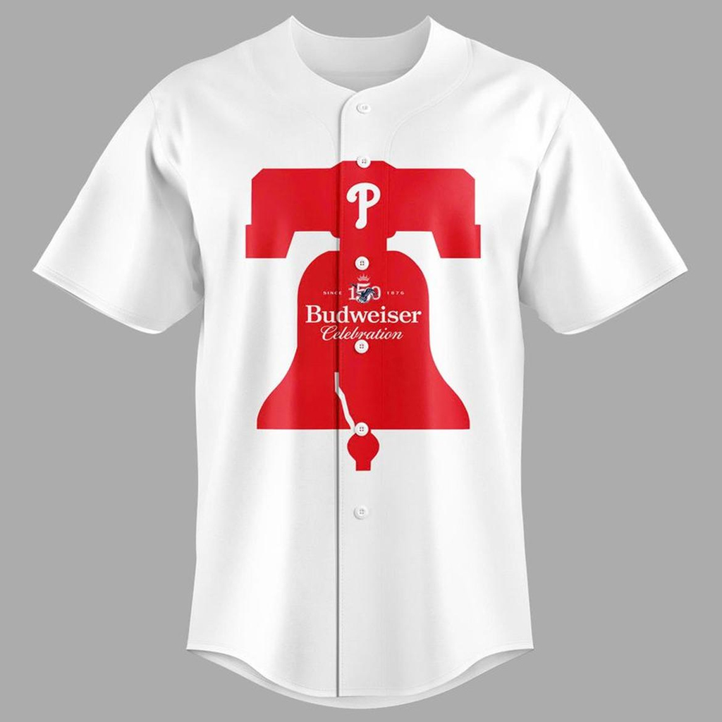 Unisex Philadelphia Phillies x Budweiser 150th Anniversary 2026 Graphic Baseball Jersey for Baseball and Beer Fans 2 Unisex Philadelphia Phillies x Budweiser 150th Anniversary 2026 Graphic Baseball Jersey for Baseball and Beer Fans - Image 2