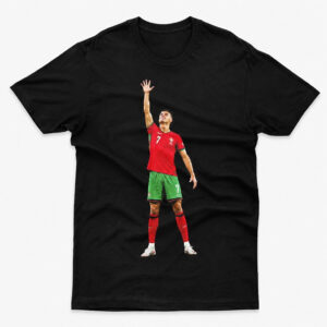 Unisex Portugal Cristiano Ronaldo CR7 Reaching For The World Cup Trophy Graphic Shirt for Soccer Fans