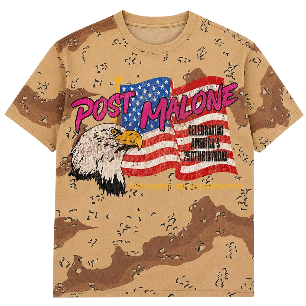 Unisex Post Malone Big Ass Stadium Tour Desert Camo Americas 250th Birthday Concert Graphic Shirt for Music Fans 1 Unisex Post Malone Big Ass Stadium Tour Desert Camo Americas 250th Birthday Concert Graphic Shirt for Music Fans