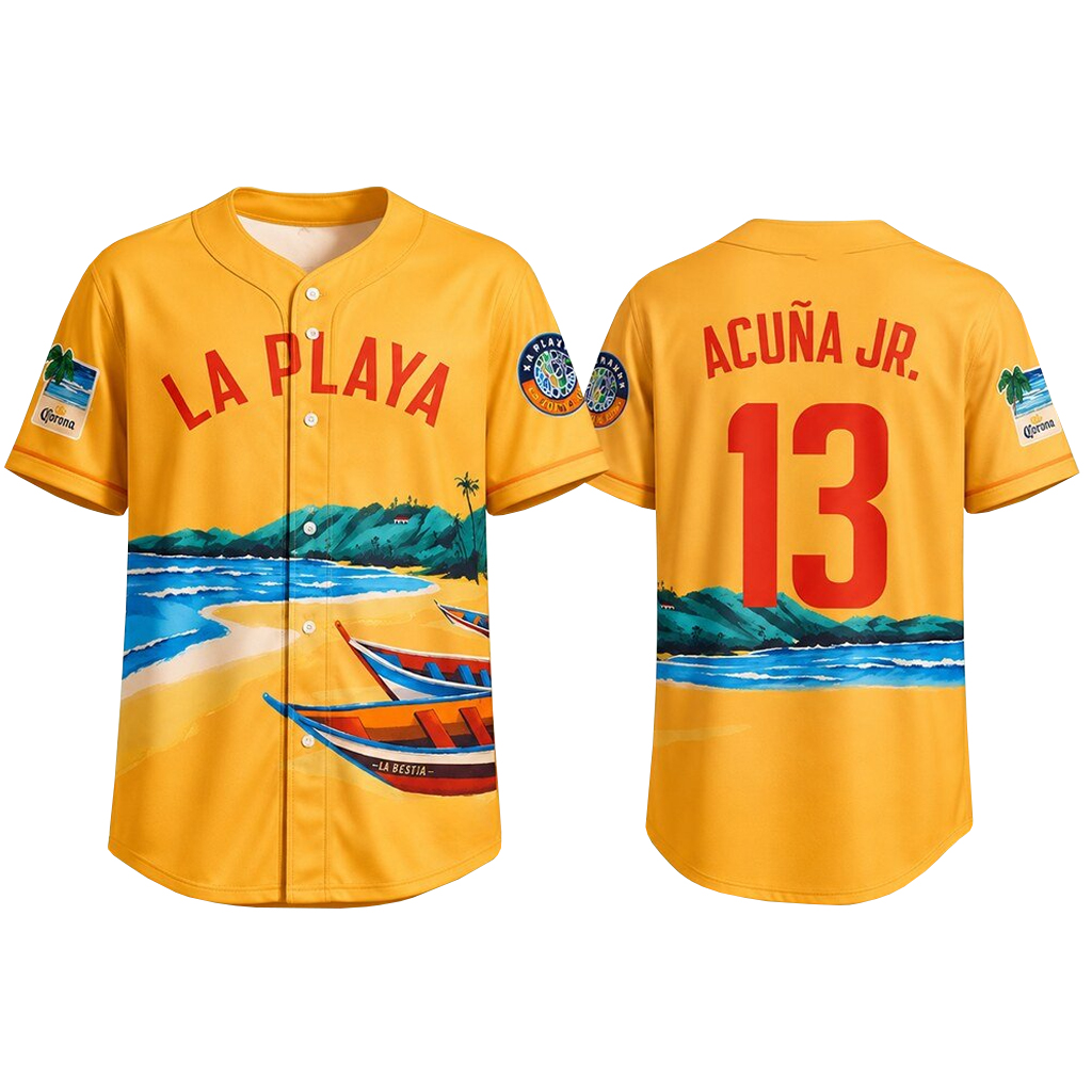 Unisex Ronald Acuna Jr Beach Connect Series 2026 La Playa Baseball Jersey for Baseball Fans 1 Unisex Ronald Acuna Jr Beach Connect Series 2026 La Playa Baseball Jersey for Baseball Fans