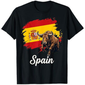 Unisex Spain Bull Flag Spanish National Pride Graphic Shirt for Patriotic Fans