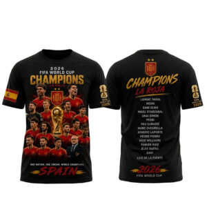 Unisex Spain La Roja World Cup 2026 Champions Graphic Shirt for Soccer Fans