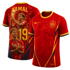 New Unisex Spain Lamine Yamal World Cup 2026 Champions Graphic Shirt for Soccer Fans