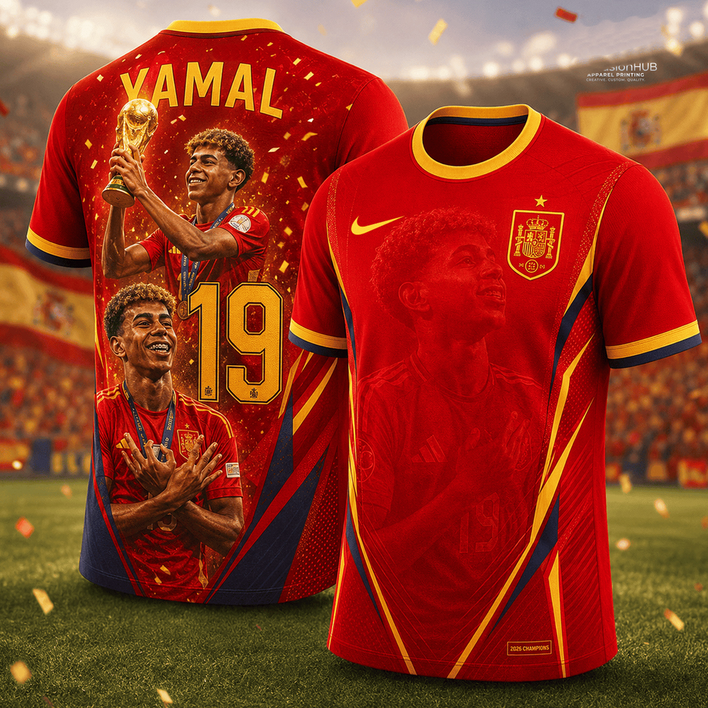 Unisex Spain Lamine Yamal World Cup 2026 Champions Graphic Shirt for Soccer Fans 2 Unisex Spain Lamine Yamal World Cup 2026 Champions Graphic Shirt for Soccer Fans - Image 2