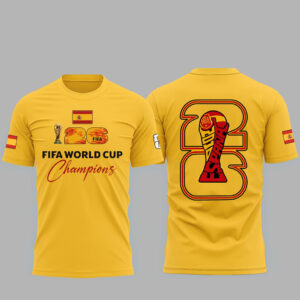 Unisex Spain National Football Team World Cup 2026 Champions Yellow Graphic Shirt for Soccer Fans