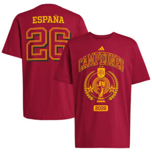 Unisex Spain National Team 2026 World Cup Champions Trophy Graphic Shirt for Soccer Fans