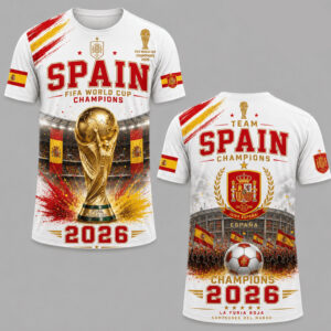 Unisex Spain Team World Cup 2026 Champions Graphic Shirt for Soccer Fans