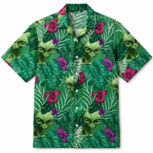 Unisex Street Culture Cal Hampton Alien Tropical Hawaiian Shirt for Sci Fi and Pop Culture Fans