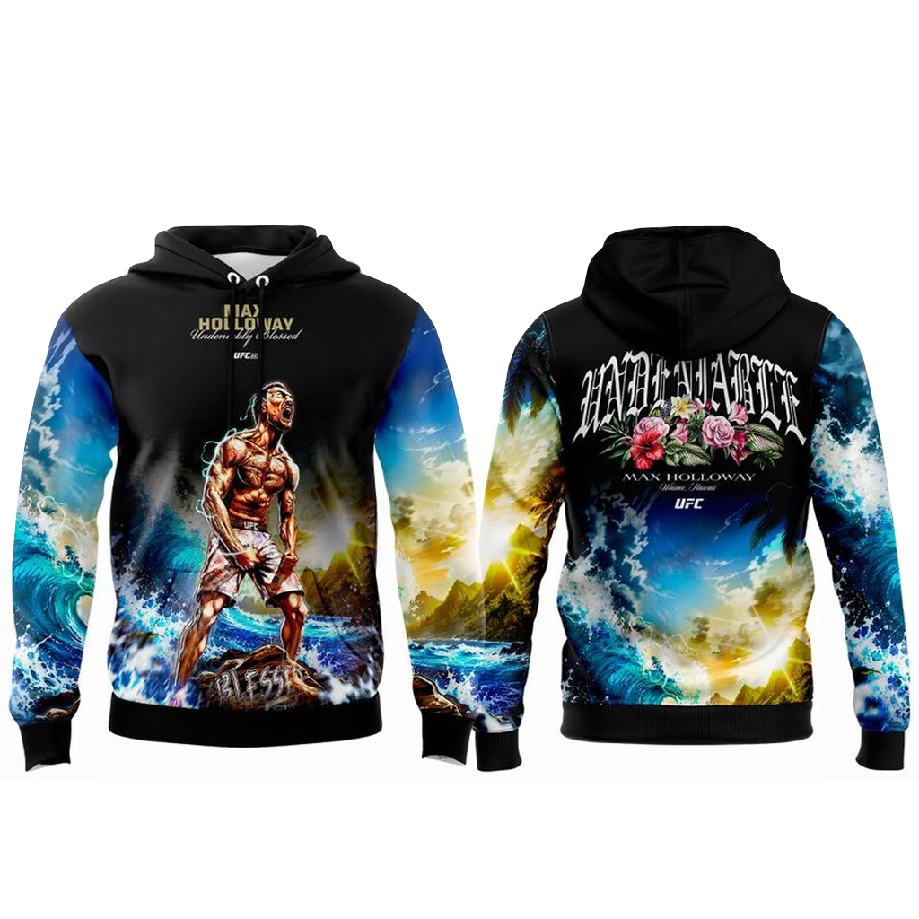 Unisex UFC 329 Max Holloway Undeniably Blessed 2026 Game Night Graphic Shirt for MMA Fans 2 Unisex UFC 329 Max Holloway Undeniably Blessed 2026 Game Night Graphic Shirt for MMA Fans - Image 2