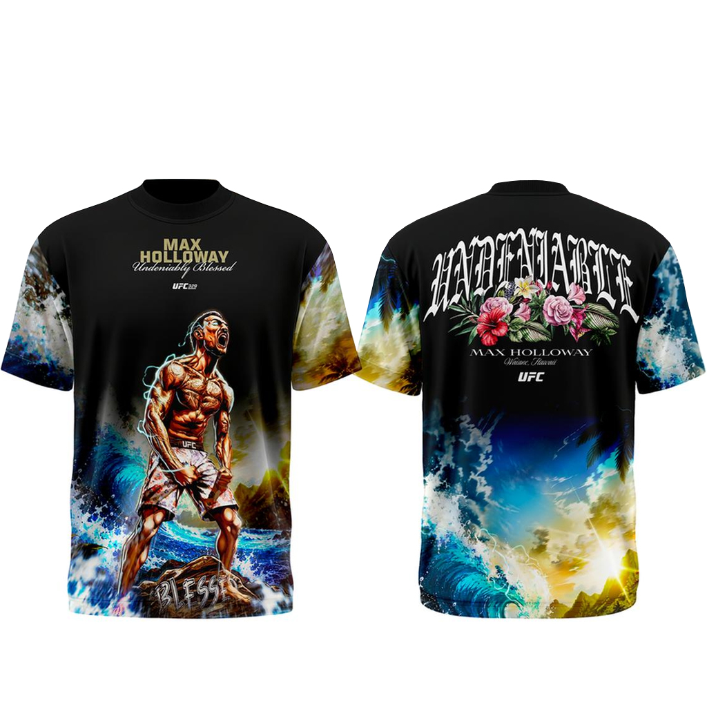 Unisex UFC 329 Max Holloway Undeniably Blessed 2026 Game Night Graphic Shirt for MMA Fans 1 Unisex UFC 329 Max Holloway Undeniably Blessed 2026 Game Night Graphic Shirt for MMA Fans