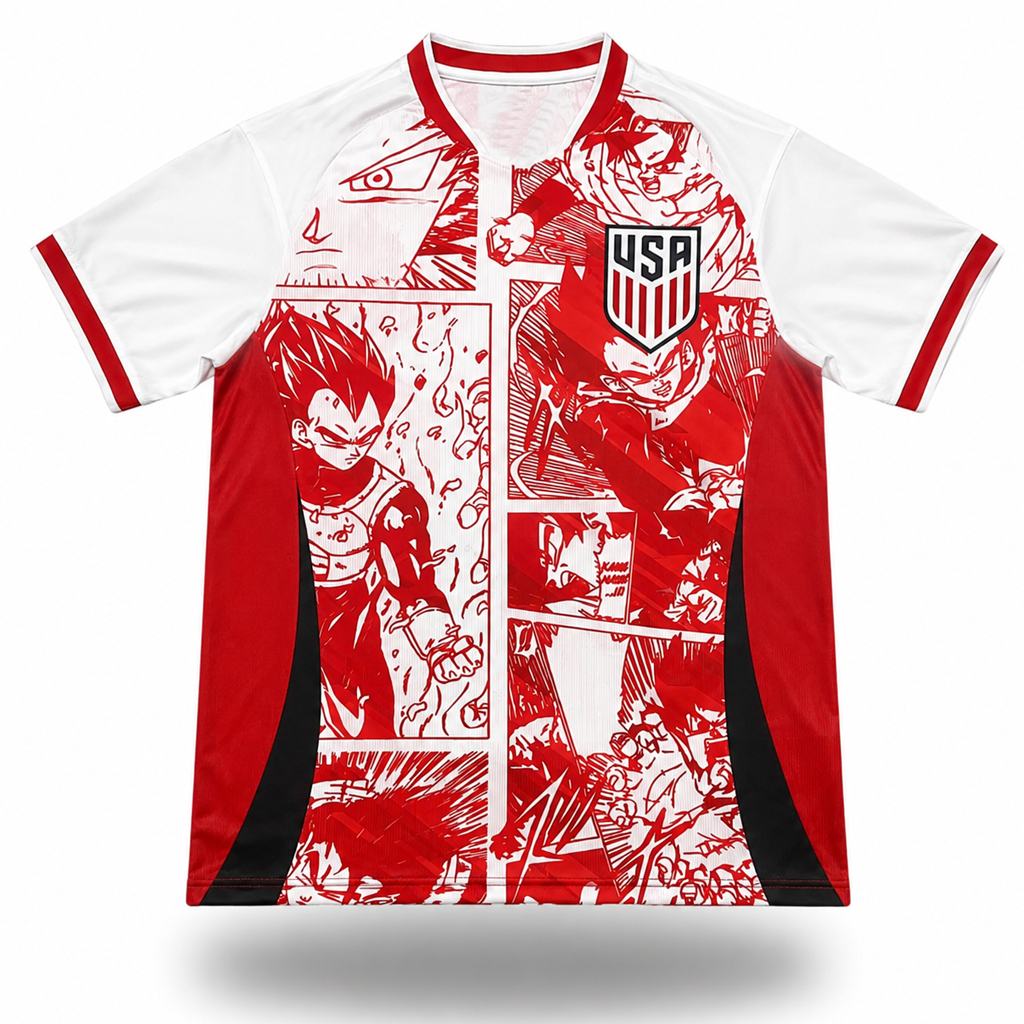 Unisex USA Soccer Team x Dragon Ball Vegeta Soccer Jersey for Soccer and Animation Fans 1 Unisex USA Soccer Team x Dragon Ball Vegeta Soccer Jersey for Soccer and Animation Fans