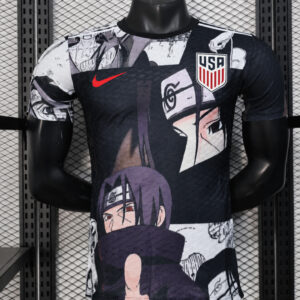 Unisex USA Soccer Team x Itachi Black White Soccer Jersey for Soccer and Animation Fans