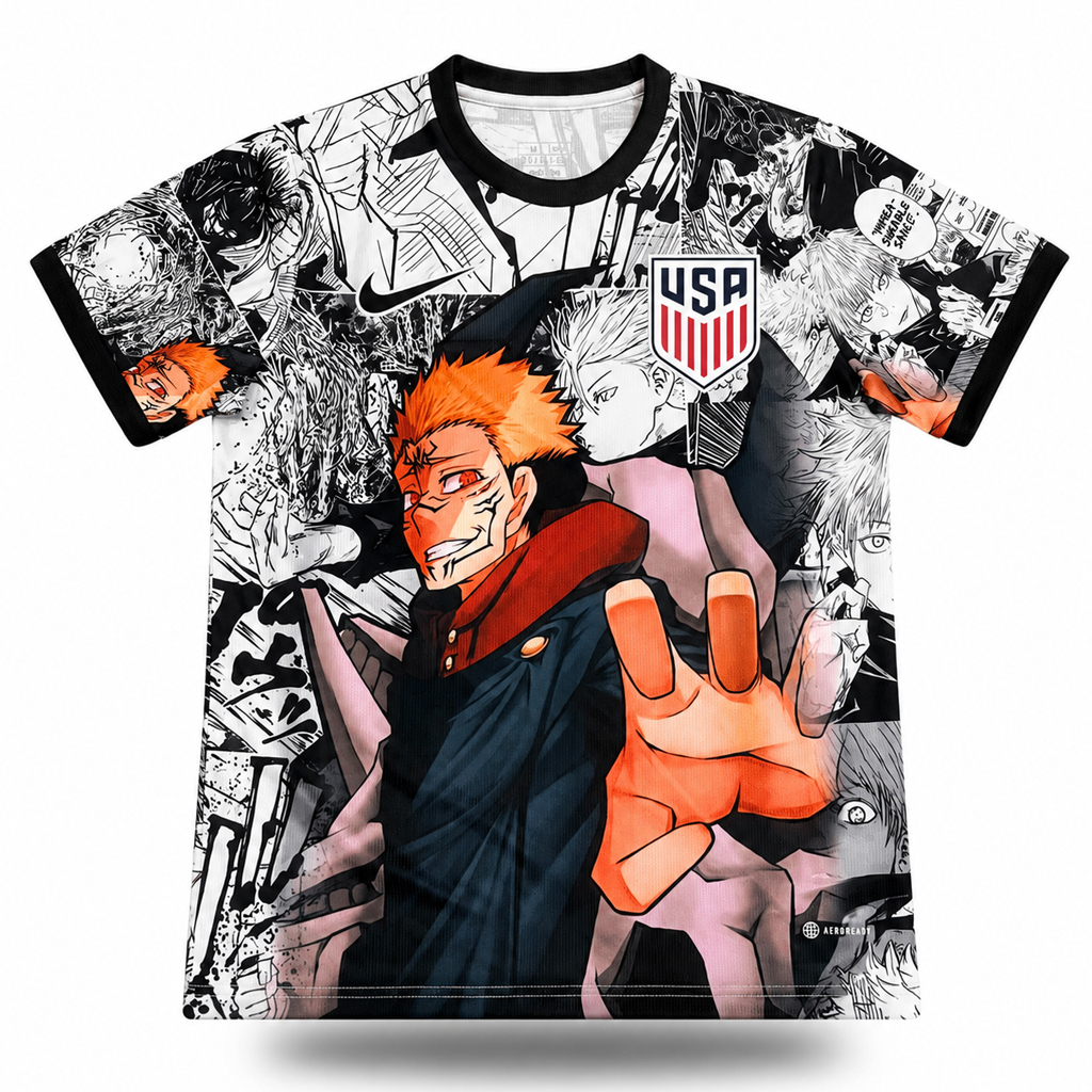 Unisex USA Soccer Team x Jujutsu Kaisen Soccer Jersey for Soccer and Animation Fans 1 Unisex USA Soccer Team x Jujutsu Kaisen Soccer Jersey for Soccer and Animation Fans